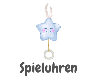 Süße, blaue Stern-Spieluhr mit einem lächelnden Gesicht und einer Schlaufe zum Aufhängen.